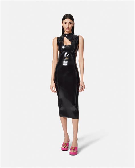 Versace Medusa Biggie Latex Cutout Dress 